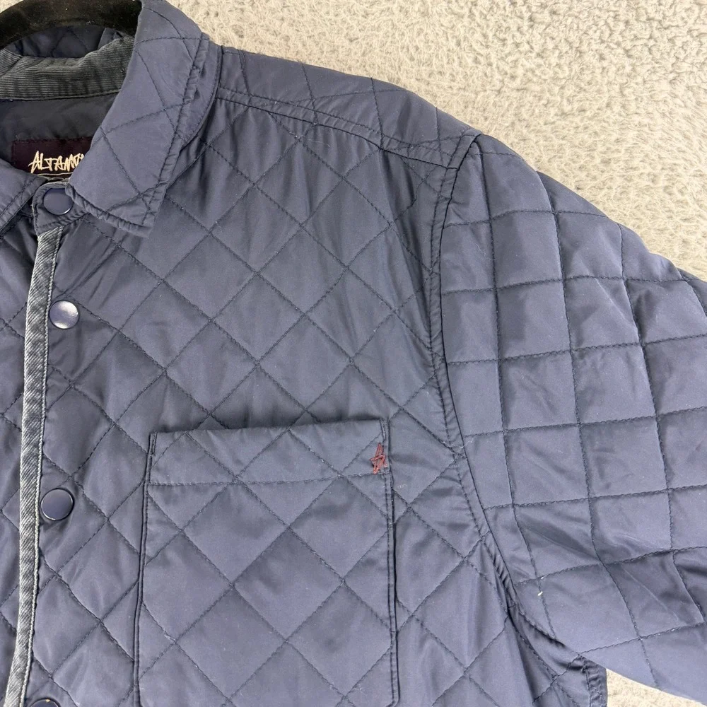 Altamont Quilted Shirt Jacket Mens Medium Navy Diamond Stitch Snap Front Shacket